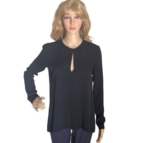 THEORY 100% Silk Back Slit Blouse. Black. Size XS/P - Picture 1 of 8